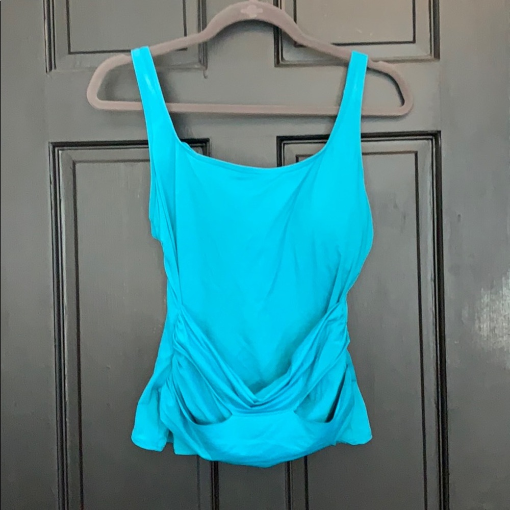 DKNY  turquoise tankini swimsuit top M